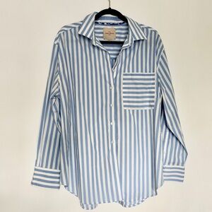 Casa Cabana Bethany Stripe Shirt, Blue & White, Button Up Blouse XL